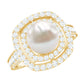 7.4 Carat Freshwater Pearl Double Halo Engagement Ring with Moissanite