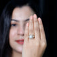 7.4 Carat Freshwater Pearl Double Halo Engagement Ring with Moissanite