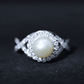7.4 Carat Freshwater Pearl Engagement Ring with Moissanite Crossover Shank