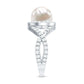 7.4 Carat Freshwater Pearl Engagement Ring with Moissanite Crossover Shank