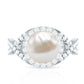 7.4 Carat Freshwater Pearl Engagement Ring with Moissanite Crossover Shank