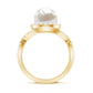 7.4 Carat Freshwater Pearl Engagement Ring with Moissanite Crossover Shank