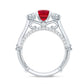 Lab Grown Ruby Vintage Looking Engagement Ring With Certificate