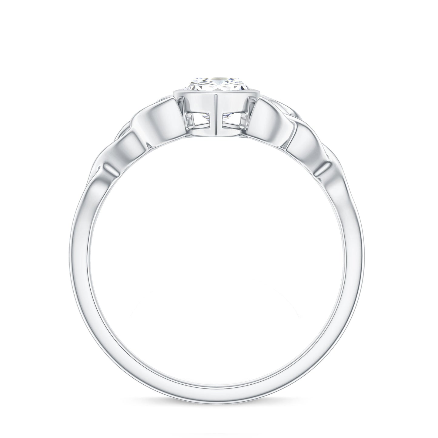 Anillo de Compromiso de Moissanita Corte Marquesa de 1 Quilate con Engaste de Bisel