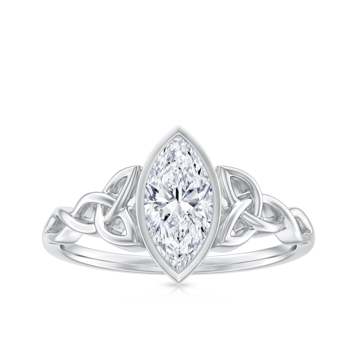 Anillo de Compromiso de Moissanita Corte Marquesa de 1 Quilate con Engaste de Bisel