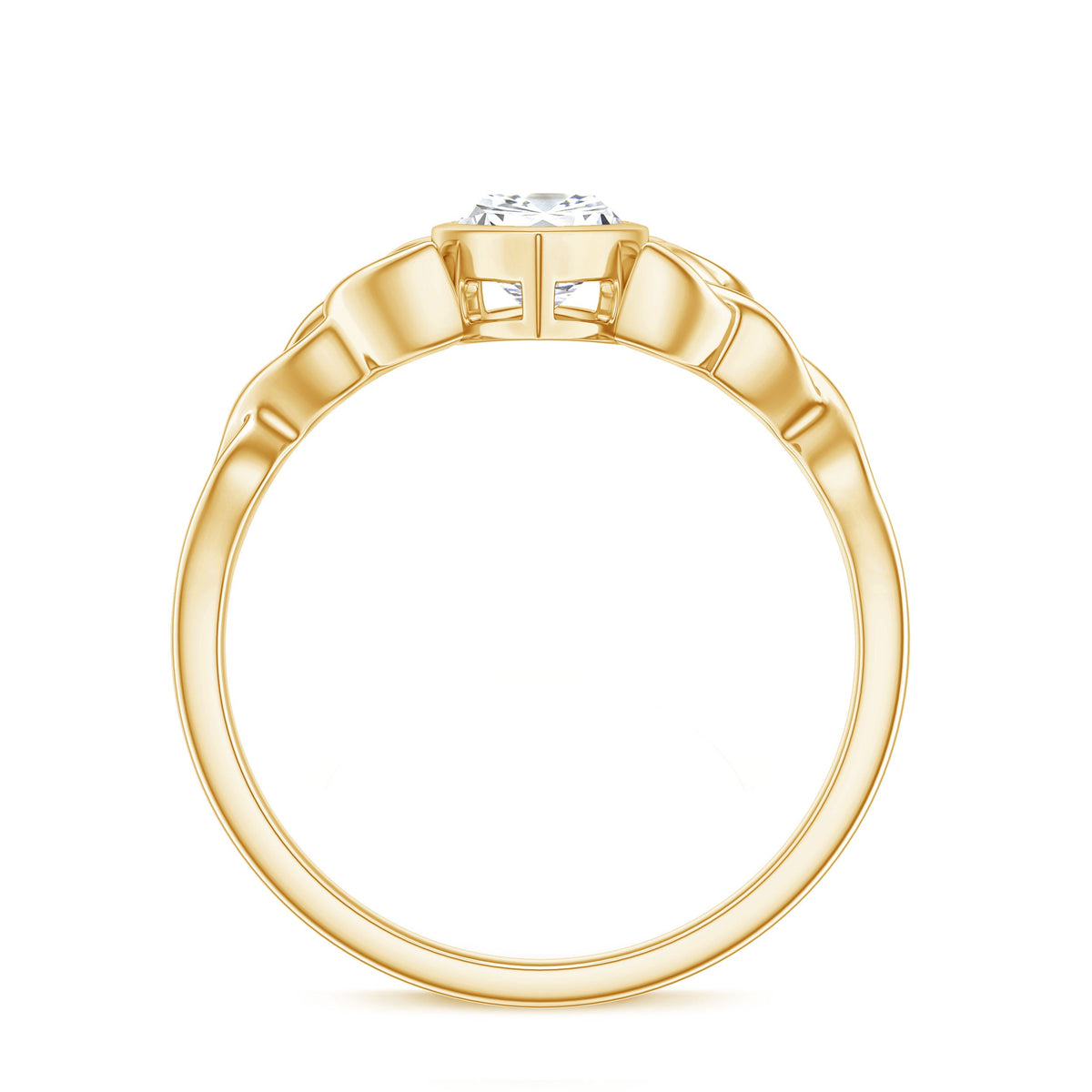 Anillo de Compromiso de Moissanita Corte Marquesa de 1 Quilate con Engaste de Bisel