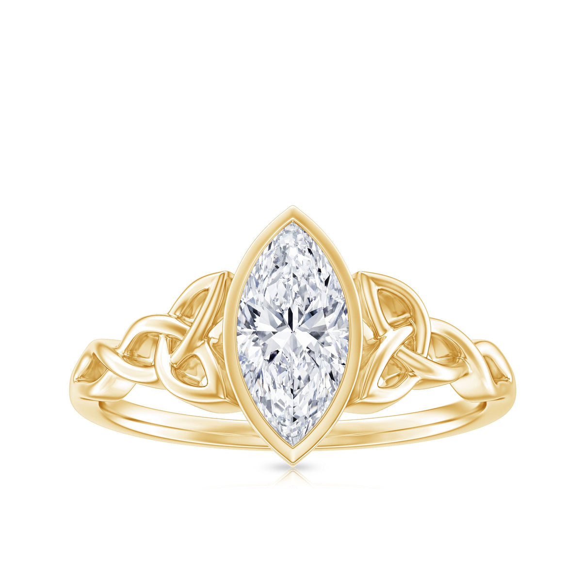 Anillo de Compromiso de Moissanita Corte Marquesa de 1 Quilate con Engaste de Bisel