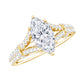 Anillo de compromiso solitario de moissanita talla marquesa en vástago dividido