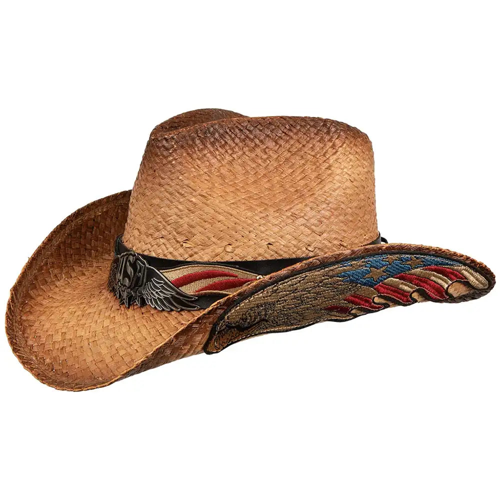 Deadwood Trading Patriot Rider - Sombrero de vaquero de rafia