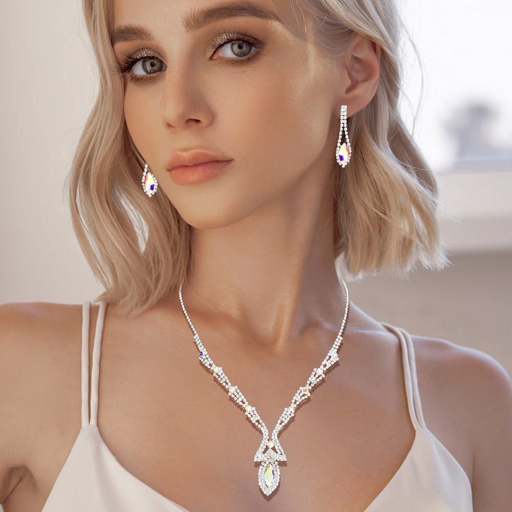 Marquise Stone Accented Rhinestone Necklace