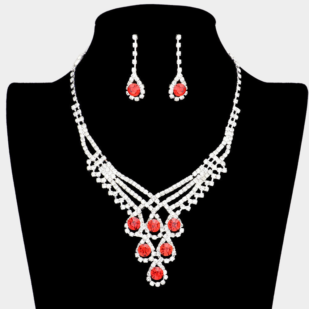 Crystal Rhinestone Teardrop Glass Necklace