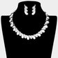 Oblique Rhinestone Pave Teardrop Detail Collar Necklace