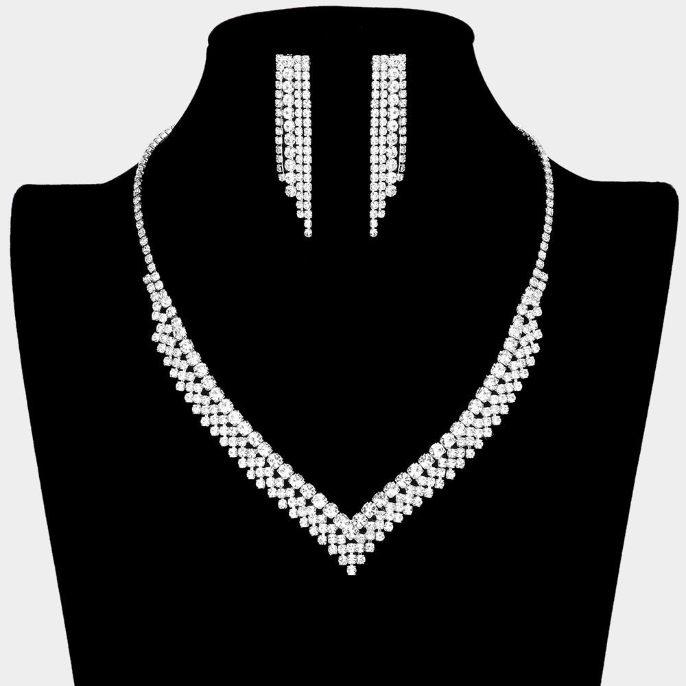 V Shaped Rhinestone Necklace