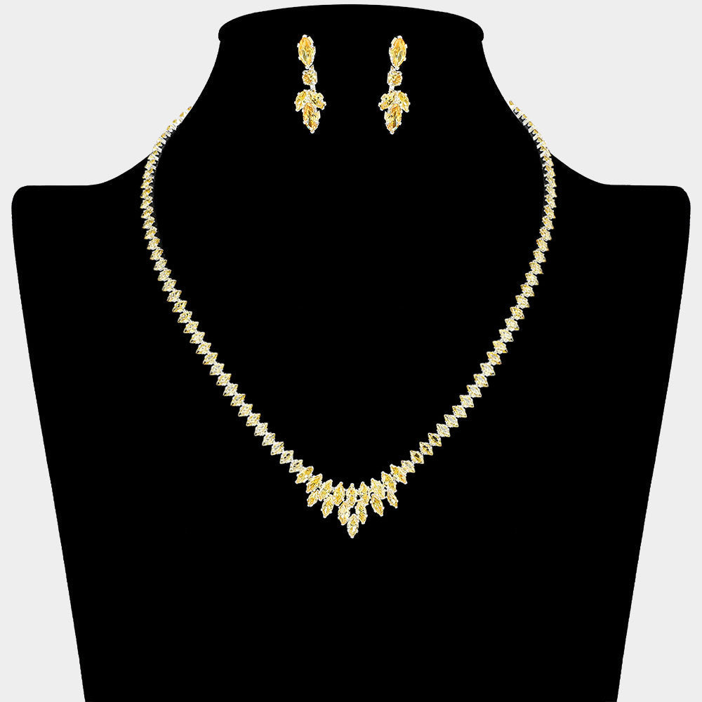 Marquise CZ Stone Cluster Necklace