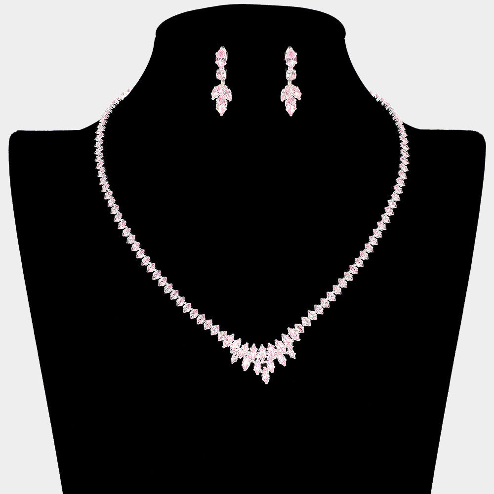 Marquise CZ Stone Cluster Necklace