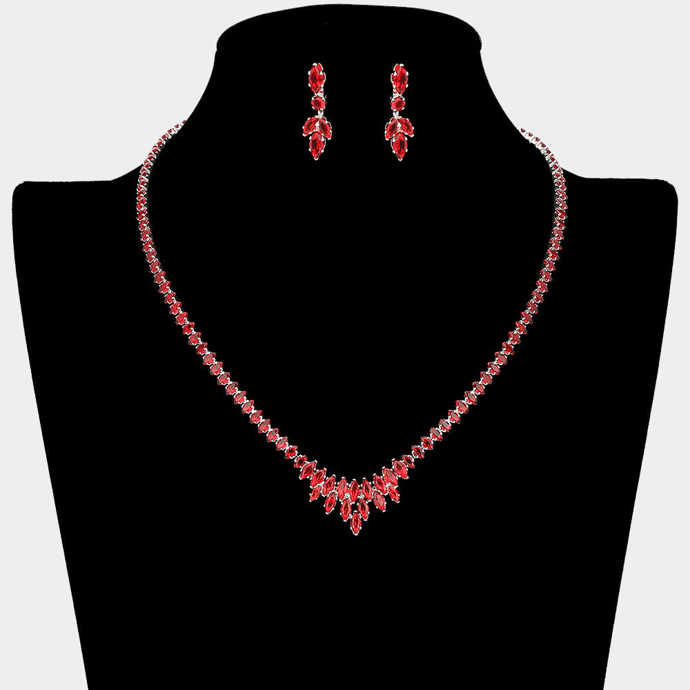 Marquise CZ Stone Cluster Necklace