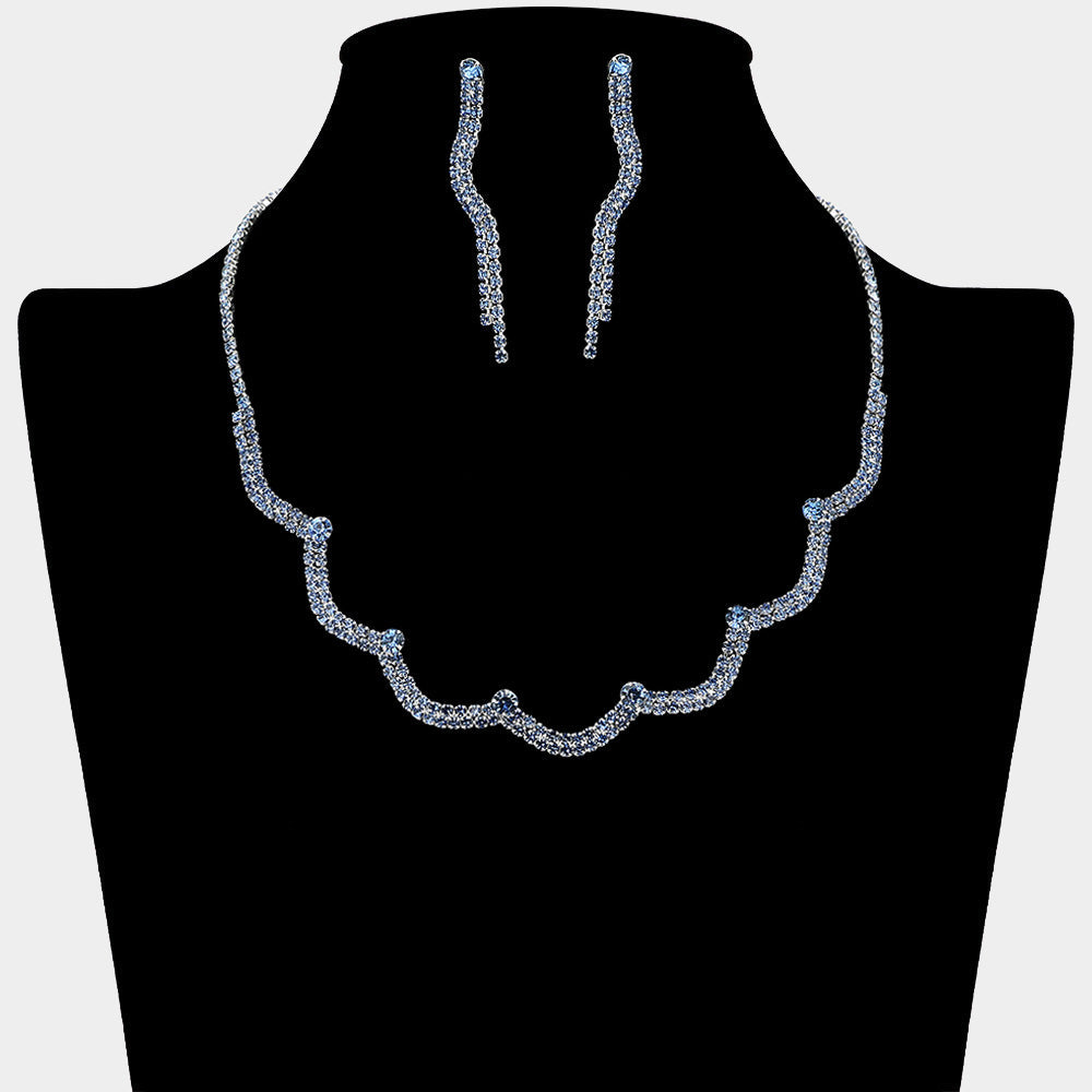 Curved Rhinestone Paved Necklace