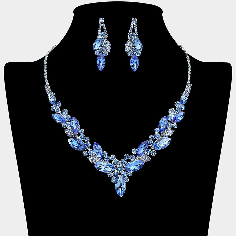 Marquise Stone Cluster Embellished Necklace