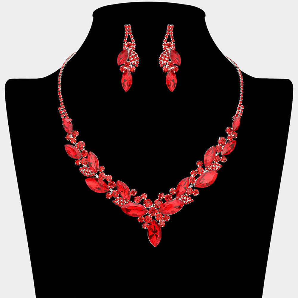 Marquise Stone Cluster Embellished Necklace