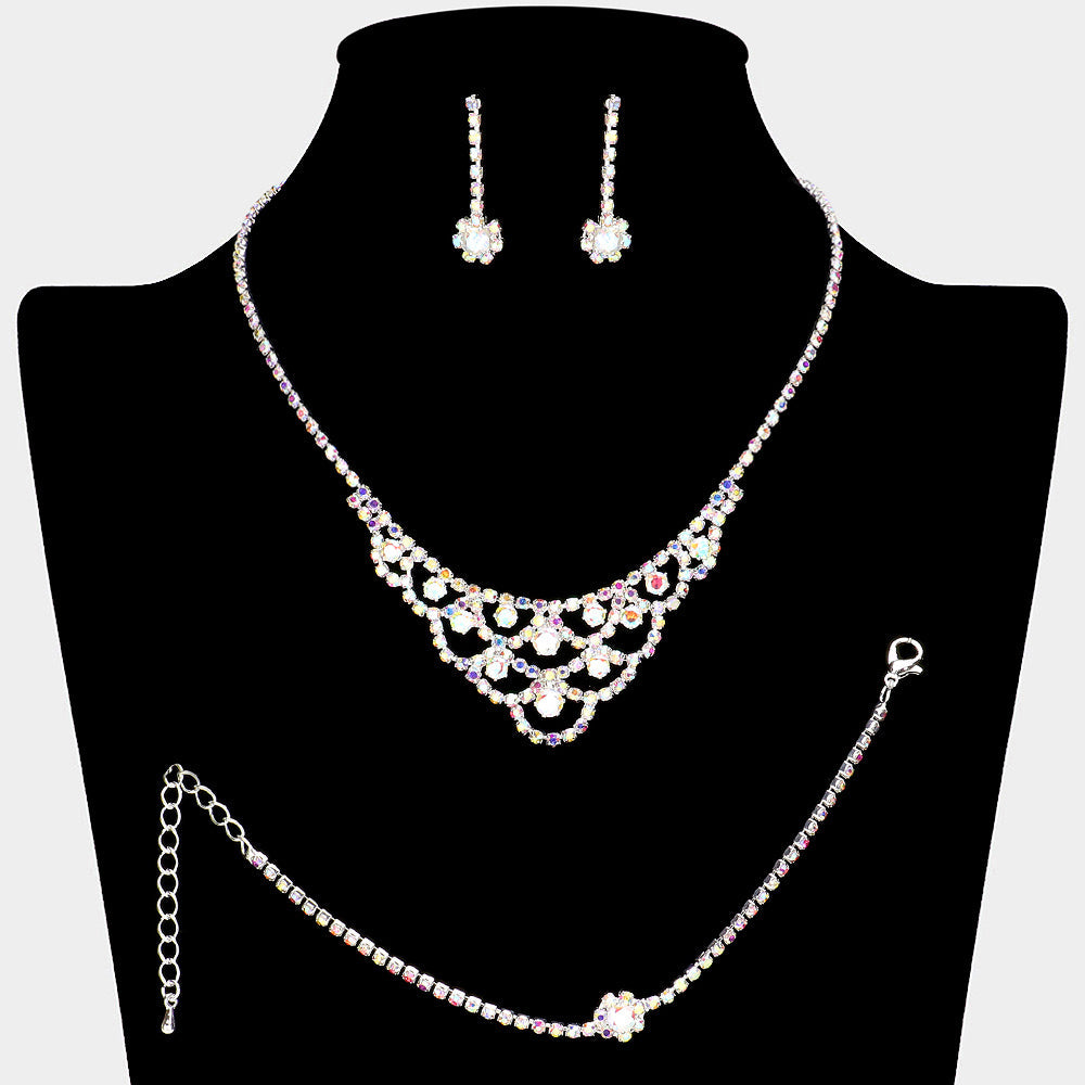 CZ Stone Paved Necklace Jewelry Set
