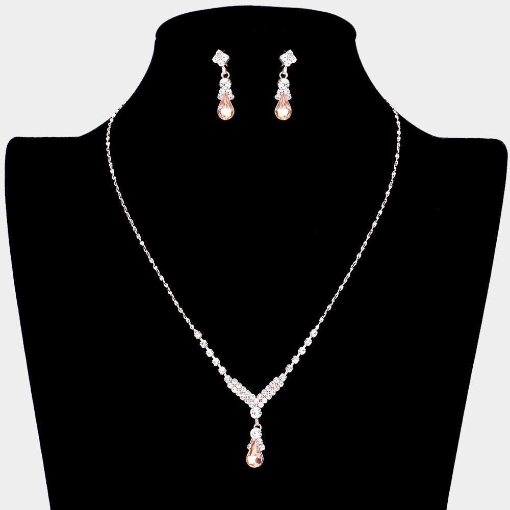 Teardrop Pendant Crystal Rhinestone Necklace