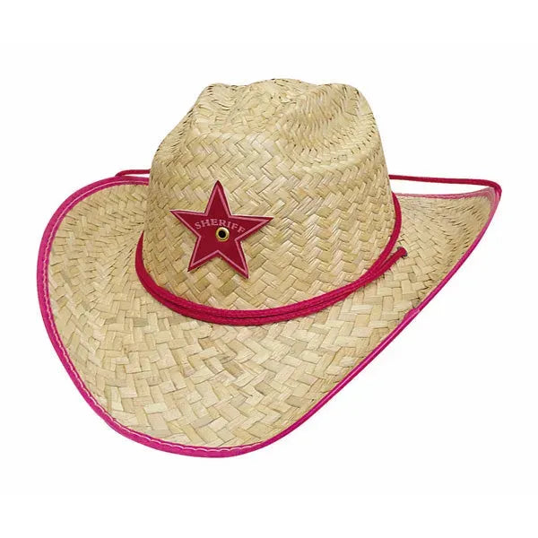 Fiesta de Rodeo Bullhide - Sombrero de vaquera de paja para niña