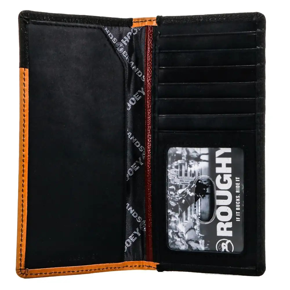HOOey "Ryder" Grabado a Mano Rodeo Rough (Marrón Claro/Rojo) - Cartera de Rodeo para Hombre