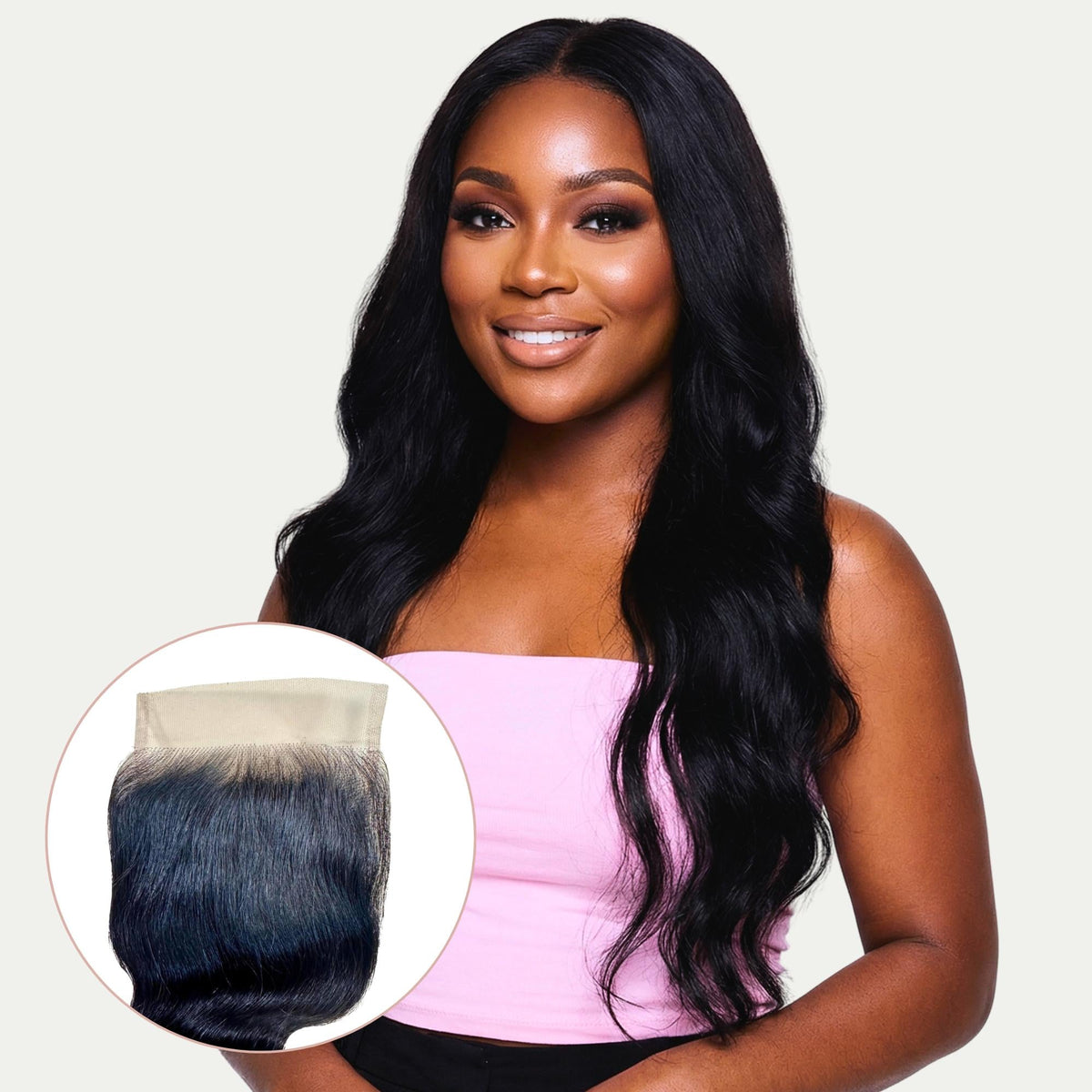 Cierre de cabello humano con encaje HD 4x4 de onda corporal natural