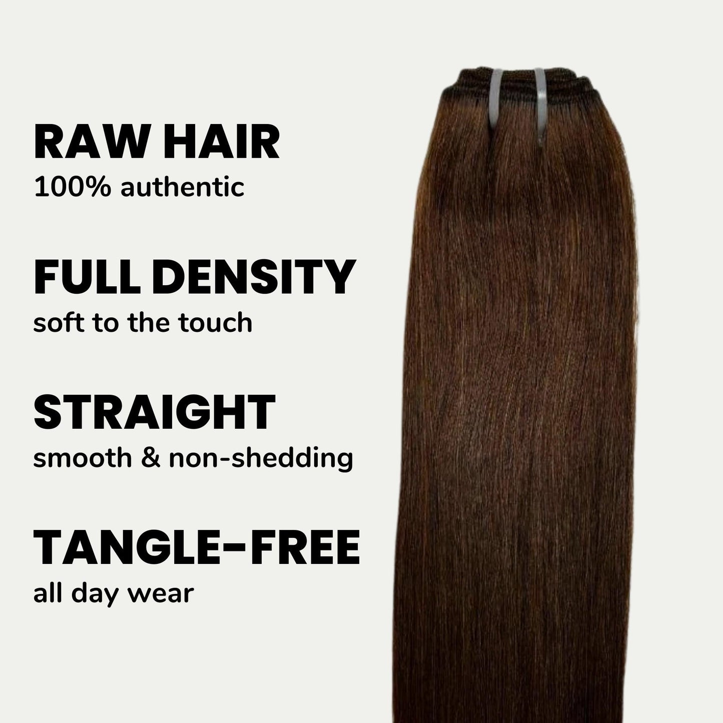 Paquetes de cabello humano 100% liso, marrón oscuro, sin procesar