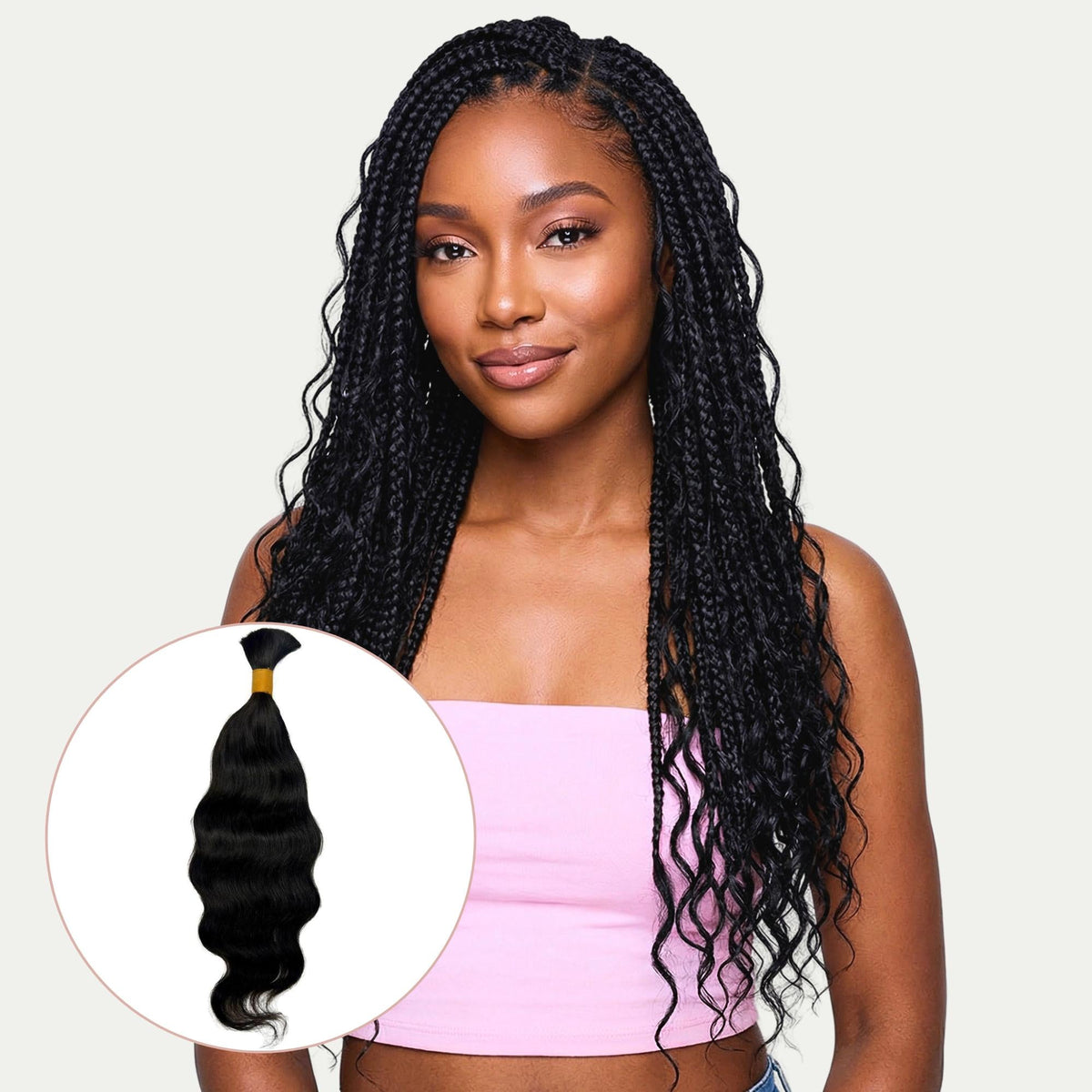 Cabello Ondulado Virgen Indio a Granel para Trenzas 100% Humano