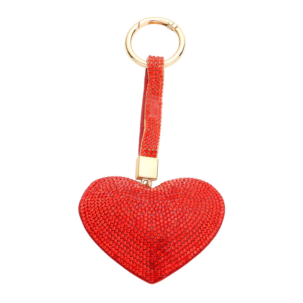 Bling Heart Bag Charm Key Chain Keychain