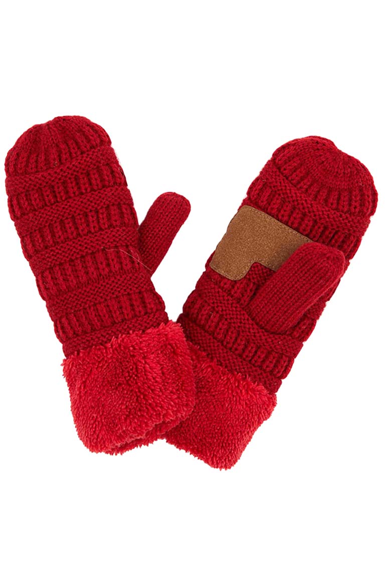 C.C Solid Color Knitted Mitten Gloves
