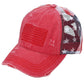 C.C Women's American Flag Mesh Back Trucker Hat Ponytail Cap 4th of July
