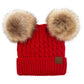 C.C Women's Double Pom All Over Cable Knit Beanie