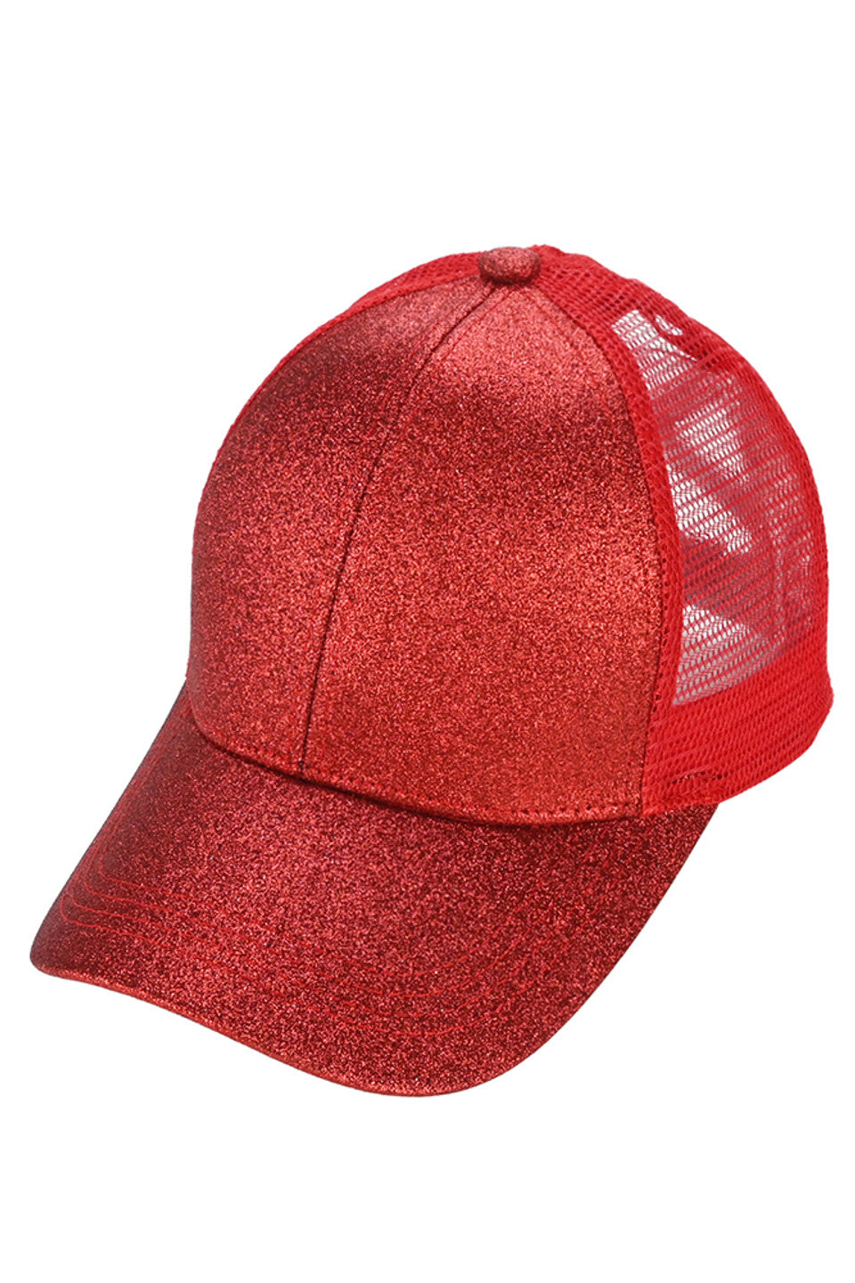 C.C Women's Glitter Mesh Back Criss-Cross Ponytail Cap