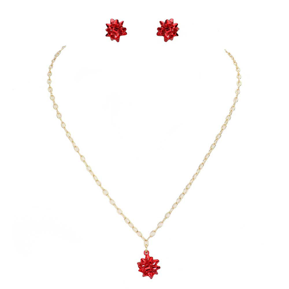 Christmas Gift Bow Necklace