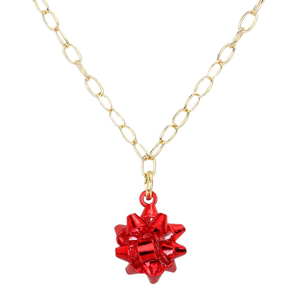Christmas Gift Bow Necklace
