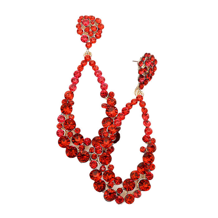 Women's Crystal Bubble Cluster Teardrop Evening Dangle Earrings