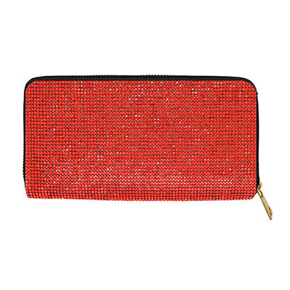 Crystal Rhinestone Pave Zipper Wallet