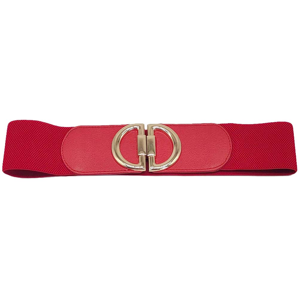 Double Half Open Circle Buckle Stretch Belt