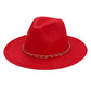 Faux Leather Braided Chain Band Pointed Fedora Hat