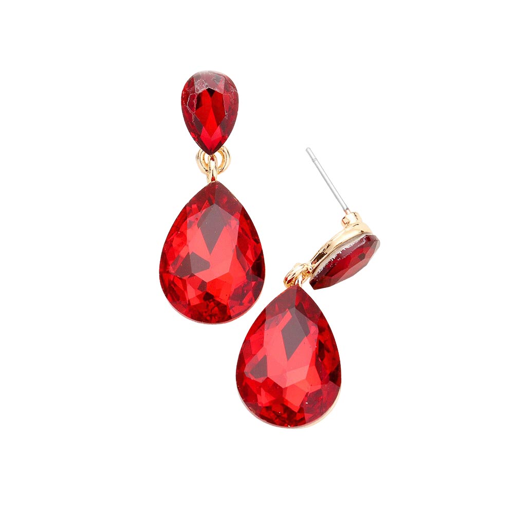 Women's Glass Crystal Teardrop Dangle Earrings