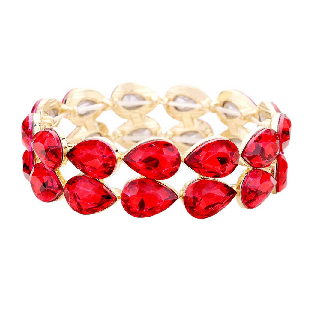 Women's Glass Crystal Teardrop Stretch Evening Bracelet
