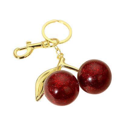 Glittered Cherry Bag Charm