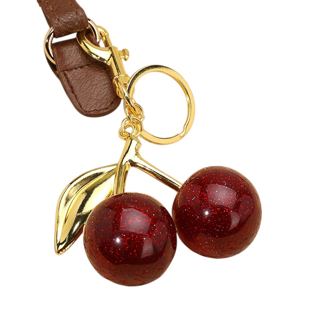Glittered Cherry Bag Charm