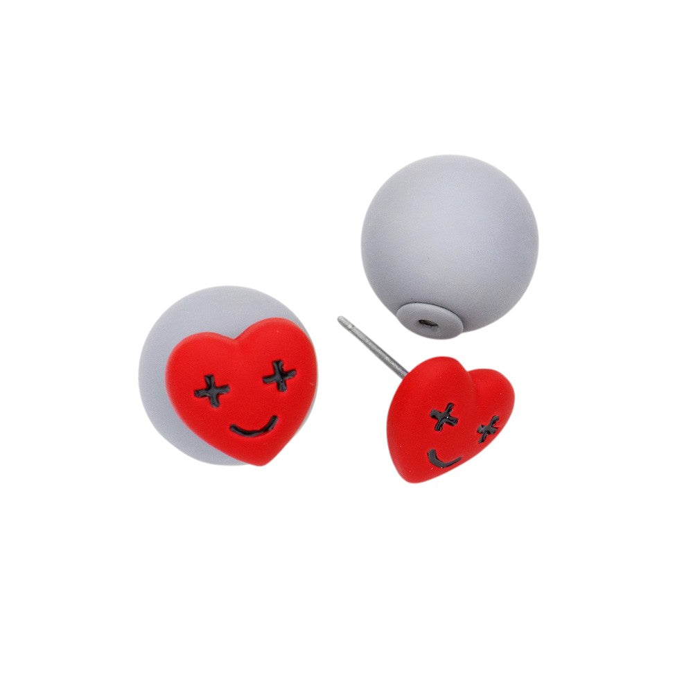 Heart Stud Double Sided Earrings