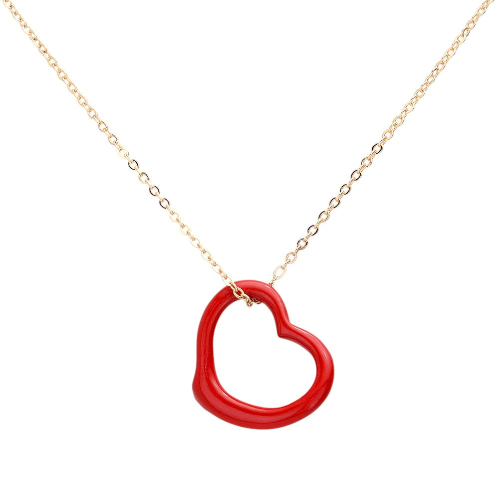 Metal Heart Cut out Pendant Necklace