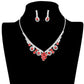 Round Stone Flower Accented Rhinestone Pave Necklace