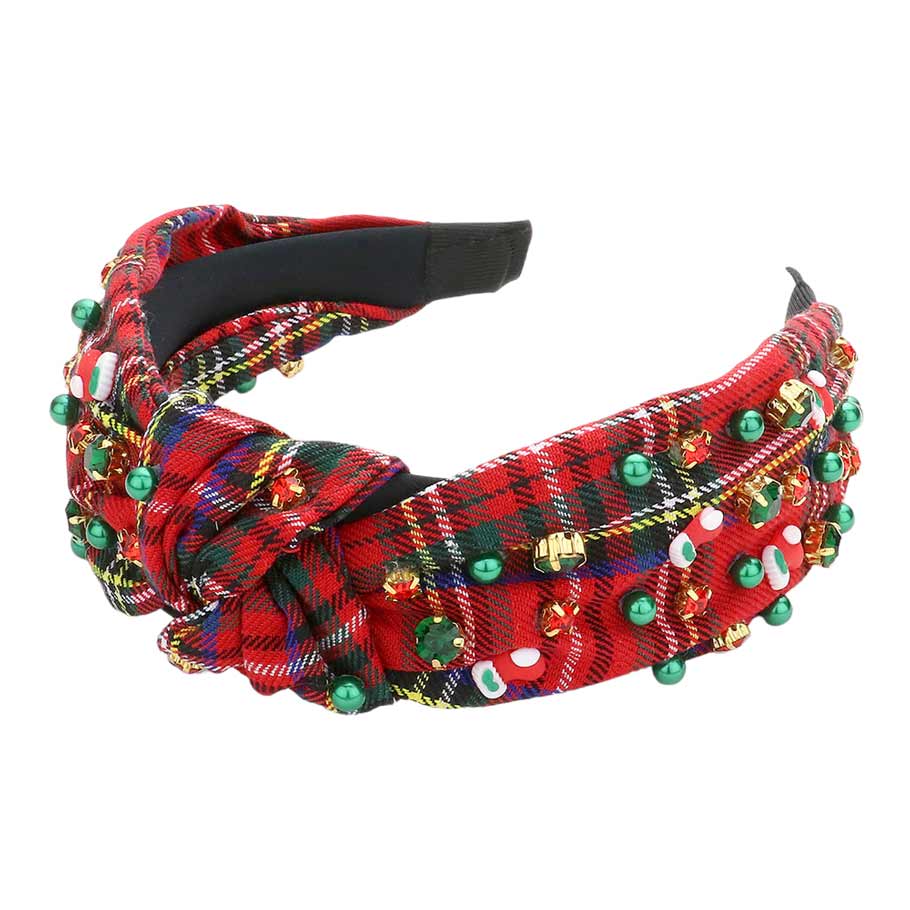 Socks Pearl Stone Knot Burnout Check Patterned Headband