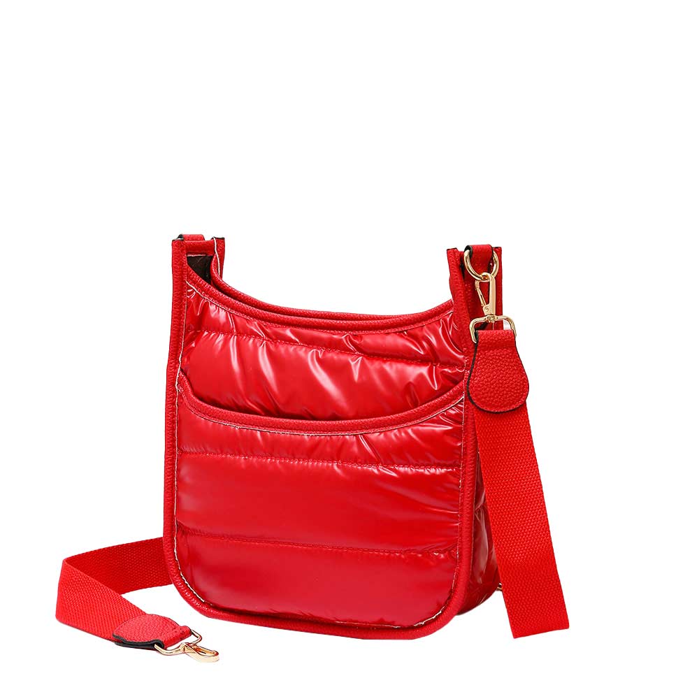 Solid Quilted Shiny Puffer Mini Crossbody Bag